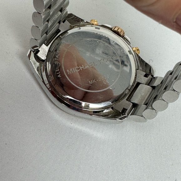 ππ Michael Kors ππ Bradshaw Gold Pink Navy Silver Watch - Gently Used! - Picture 8 of 13